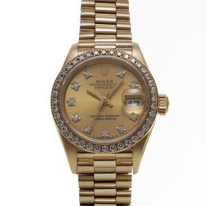 ROLEX datejust bezel diamond 69138G Number N (produced around 1991) Champagn...